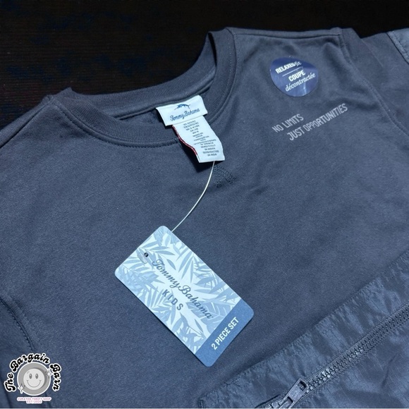 Tommy Bahama Kids 2 Piece Sweatshirt Jogger Outfit Set Charcoal Gray NWT (5/6) - Picture 3 of 7